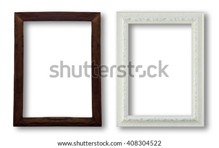 wood frame and white frame on white background