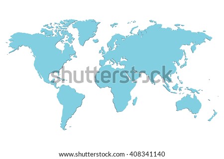Blank world map. Isolated on white. Vector illustration. Royalty-Free Stock Photo #408341140