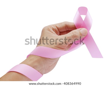Hand Make Pink Ribbon for Breast Cancer symbol on white background