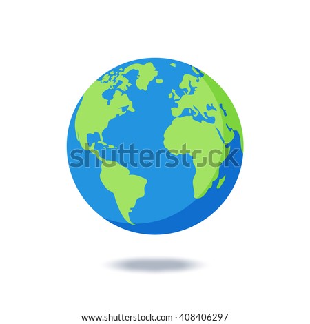 Earth globes isolated on white background. Flat planet Earth icon. Vector illustration. Royalty-Free Stock Photo #408406297