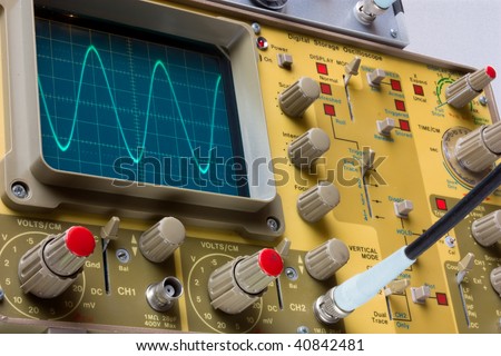 oscilloscope - instrument for testing electronics components in electronic services laboratory
 Royalty-Free Stock Photo #40842481