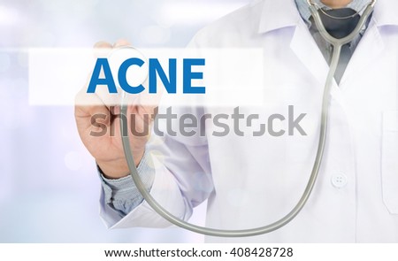 ACNE Medicine doctor hand working on virtual screen