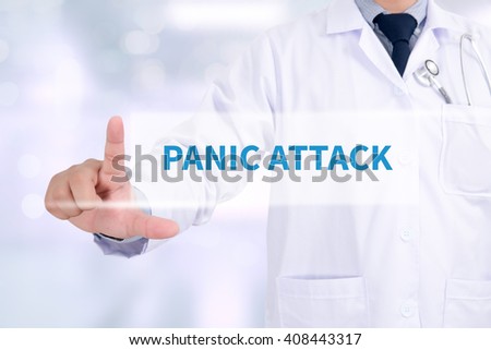 PANIC ATTACK Medicine doctor working with computer interface as medical