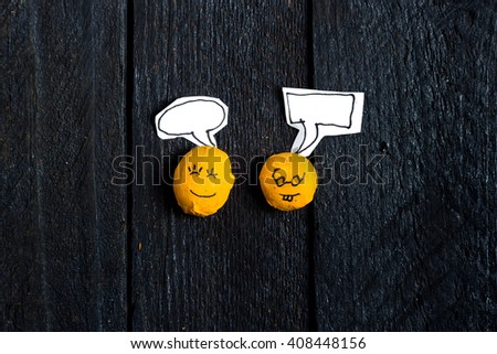 Series of two smile face talking  on vintage with talking box. 