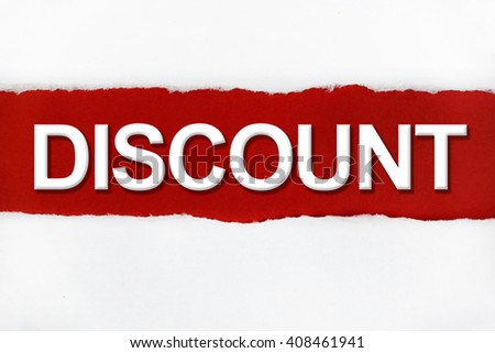 Torn paper with a word Discount