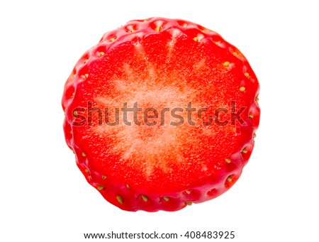 A Piece of Beautiful Fresh Strawberry Isolated on White Background with Clipping Path.