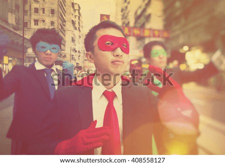 Chinese Ethnicity Business Superheroes Concept