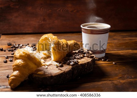 coffee and sweets on a dark board