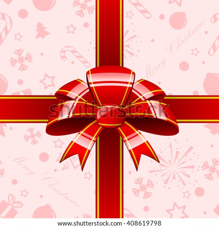 Abstract red background with red strippes and red bow