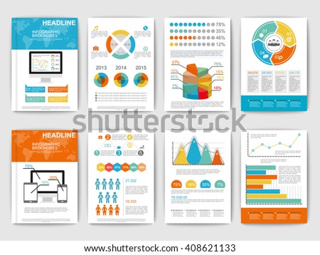 Set of Infographic brohucres. Modern infographic vector elements for web, print, magazine, flyer, brochure, media, data visualization, marketing, flyer, poster, and advertising concepts.