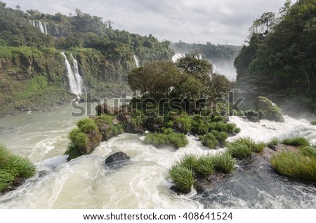 waterfall Iguacu Falls in Brazil and Argentina