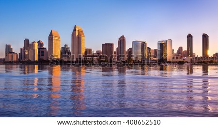 Downtown San Diego skyline at dawn.  San Diego, California USA.