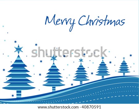 abstract blue stripes background with xmas tree, star
