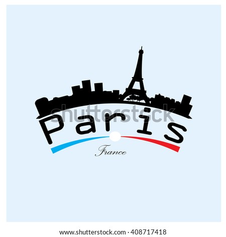 Isolated skyline of paris on a colored background