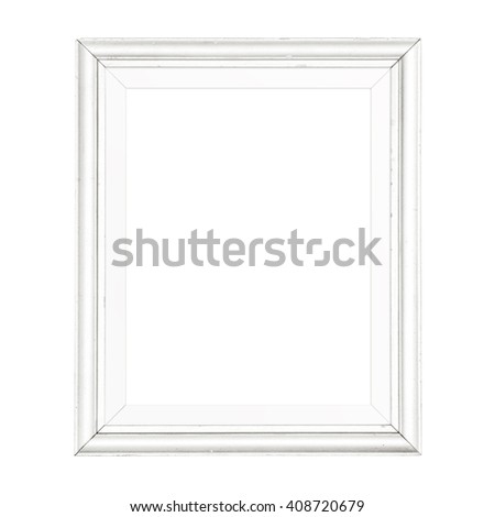 White blank frame isolated on white background.