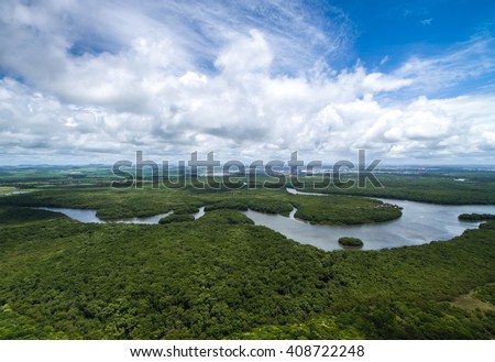 Aerial Shot of Amazon rainforest in Brazil, South America Royalty-Free Stock Photo #408722248