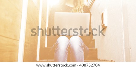 Student Woman Using Notebook Working Concept