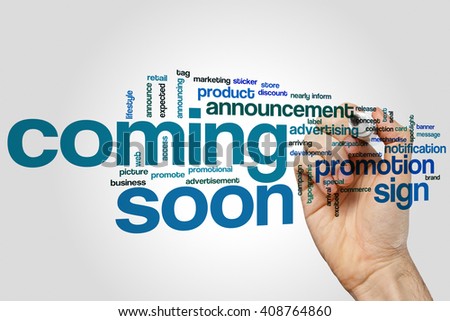 Coming soon concept word cloud background