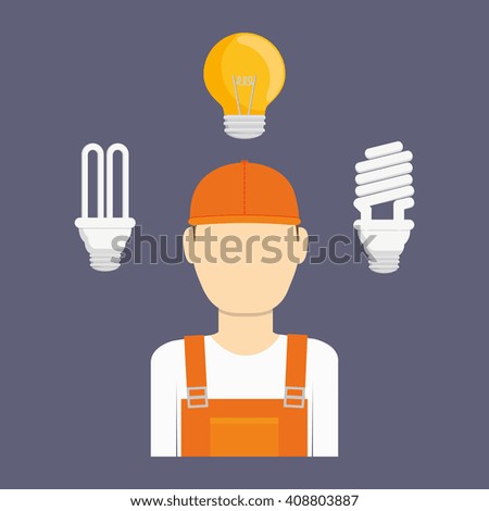 Electric technician man, vector illustration
