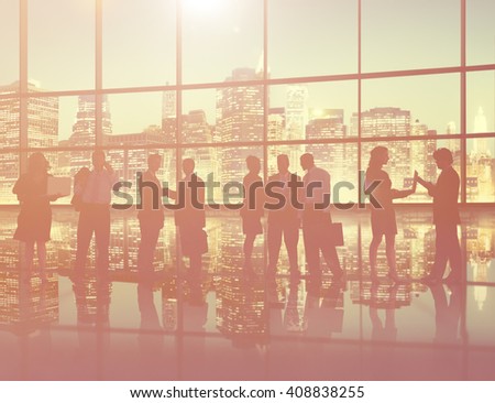Silhouette Business People Discussion Communication Meeting Concept