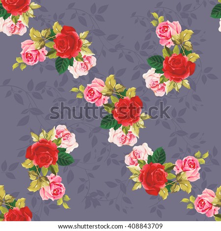 Seamless floral pattern red and rose Vector Illustration EPS8