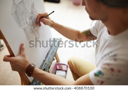 Drawing with pencil Royalty-Free Stock Photo #408870100