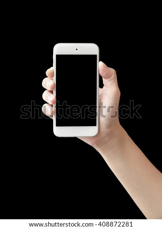Selfie with mobile smart phone Isolated on black background