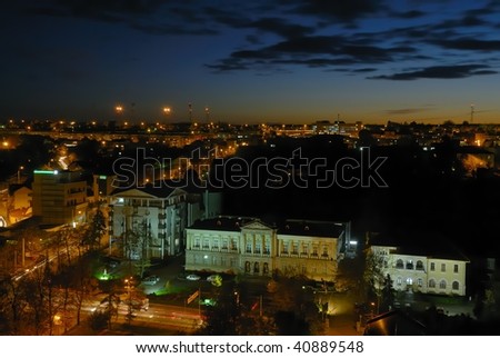 unique pitesti cityscape night view with beautiful evening colors Royalty-Free Stock Photo #40889548