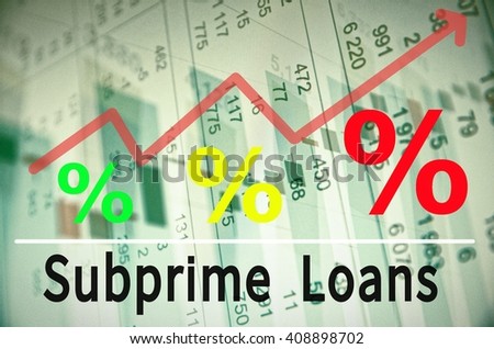 Up trend arrow with percent symbols and inscription Subprime Loans