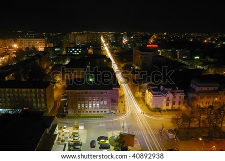 beautiful Pitesti cityscape with lights on in the night Royalty-Free Stock Photo #40892938