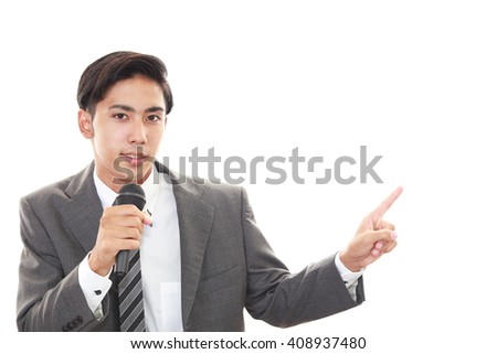 A businessman giving his presentation.