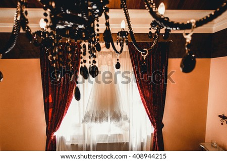Beautiful chandelier hanging in a large room