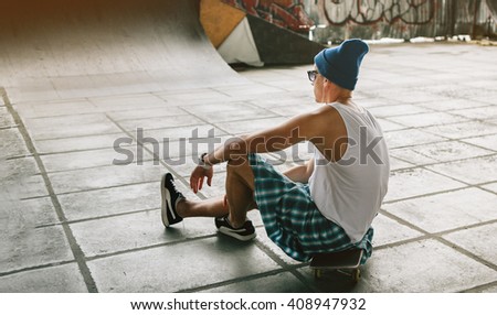 Man Skateboarder Lifestyle Relax Hipster Concept 