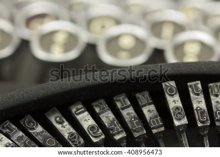 Close up of keys on an old vintage type writer.
