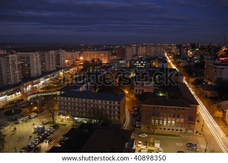 full colors view of pitesti city in the night Royalty-Free Stock Photo #40898350