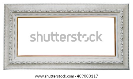 White baroque frame isolated on white background
