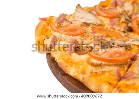 isolated fast food the slice pizza to nominate from big round pizza