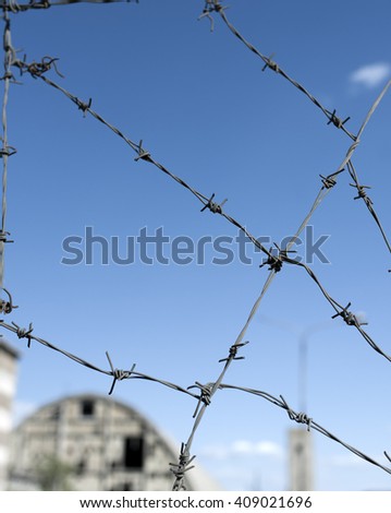 Barbed wire. Industrial object.