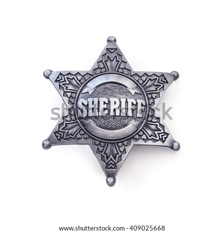 sheriff star isolated on white background Royalty-Free Stock Photo #409025668