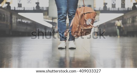 Backpacker Departure Wanderlust Travel Trip Concept Royalty-Free Stock Photo #409033327