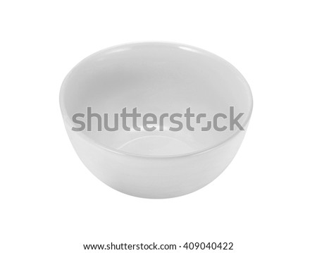 Empty white bowl isolated on white background Royalty-Free Stock Photo #409040422