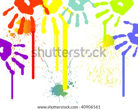 colorful hand prints - vector