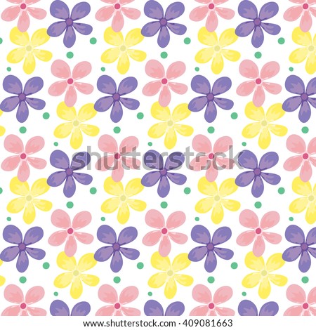 Seamless pattern,flowers on white background,vector
