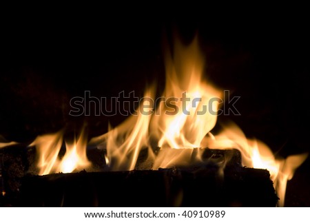 Close up of fire and flame on black background