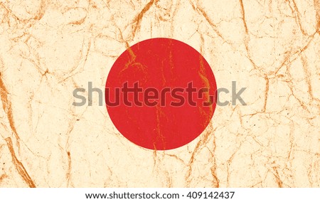 Japan flag painted on crumpled paper background