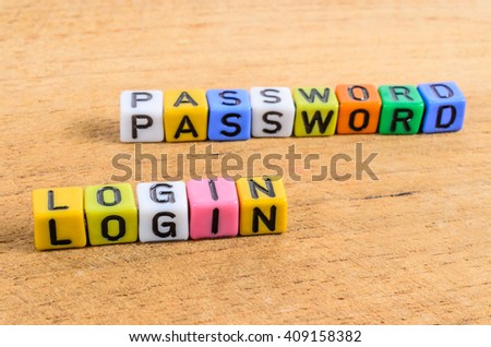 Concept cube word of login and password
