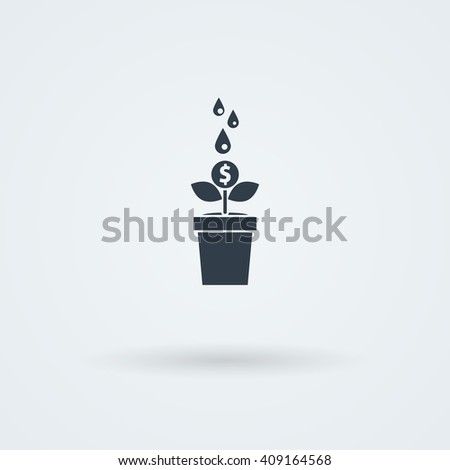 Flat vector icon with money tree. Cash investments, economy growth.
