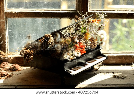 beautiful bouquet in the piano