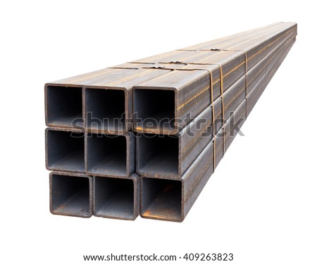 metal pipe profile isolated on white background stock photo