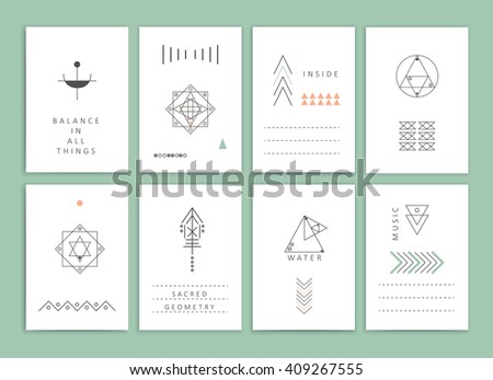 Cute Collection of Templates and modern creative cards. Hipster textures and shapes. Retro patterns for Posters, Flyers and Banner Designs.